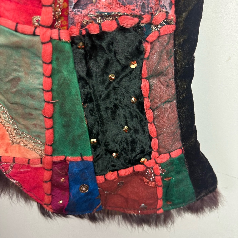 Red Moon Multicolored Patchwork Furtrim Sequin Em… - image 7